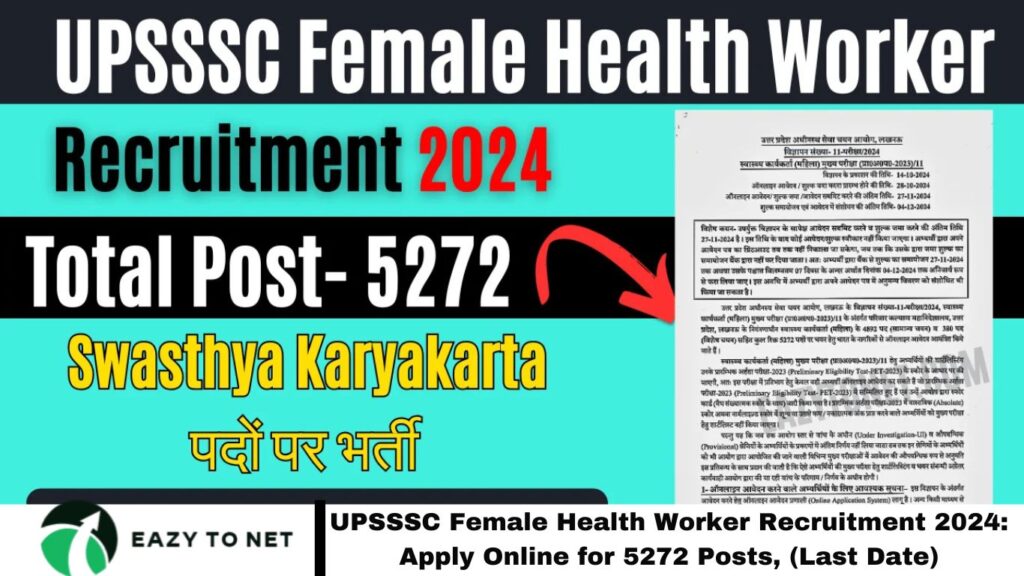 UPSSSC Female Health Worker Recruitment 2024