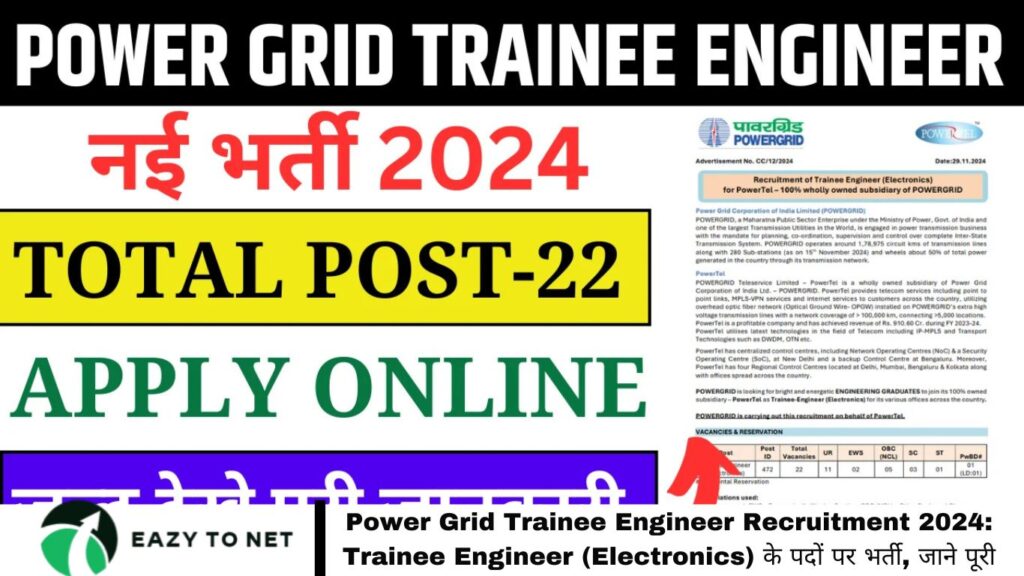 Power Grid Trainee Engineer Recruitment 2024