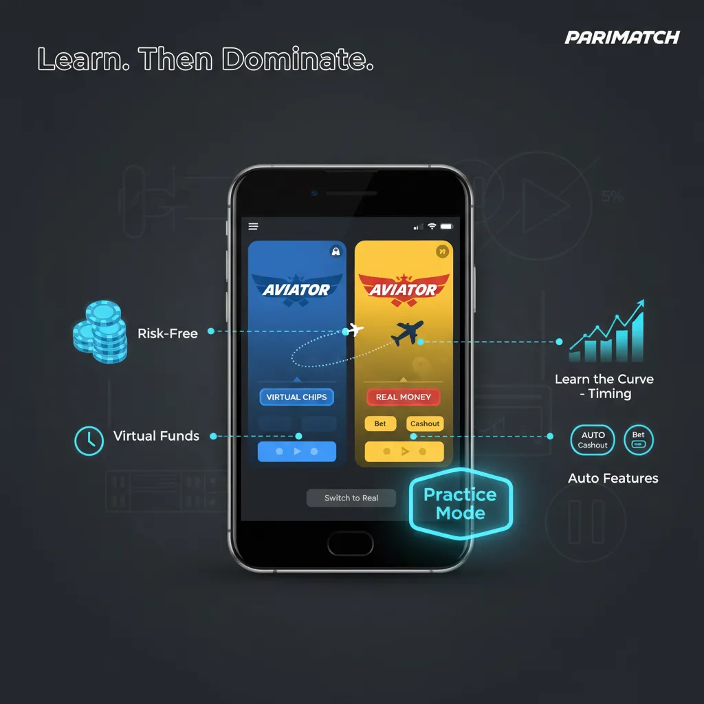Practice Aviator Game in Demo Mode with Virtual Chips, Auto Bet and Auto Cashout options.