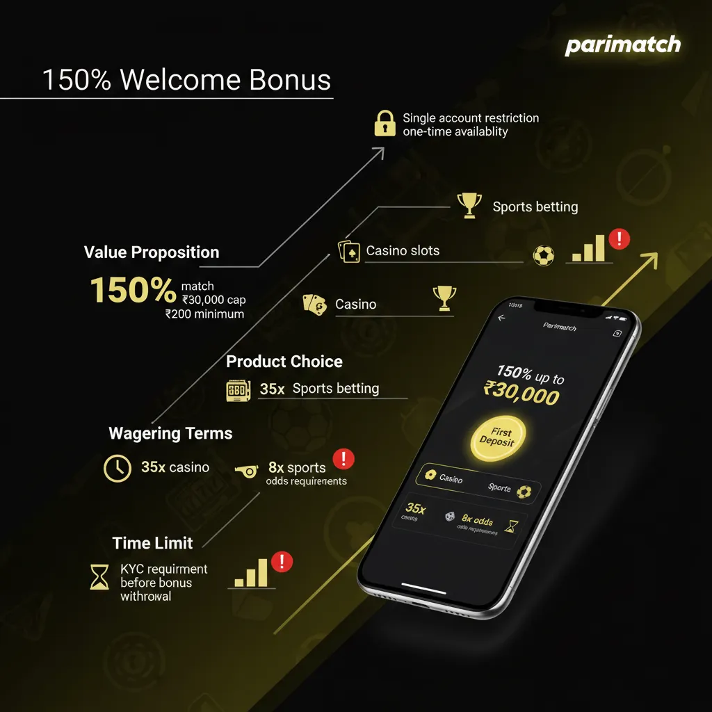 First deposit bonus: 150% up to ₹30,000 for new India accounts. Min ₹200. Choose casino or sports.