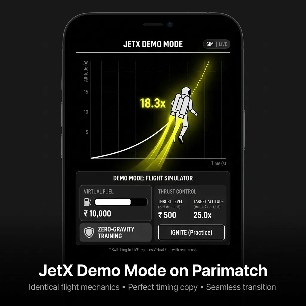 JetX demo version on Parimatch - identical to real money gameplay