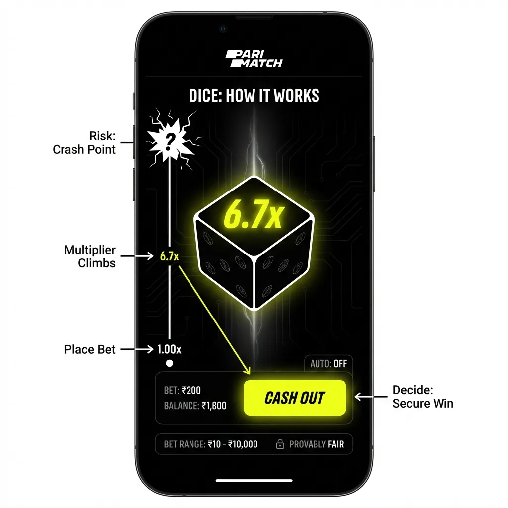 Understanding Dice game mechanics - multiplier, cash out, and provably fair rounds