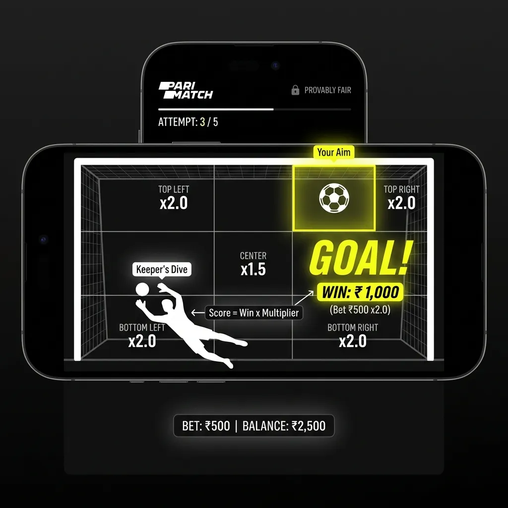 How does Penalty Champion football game work? Guide for Indian players on Parimatch