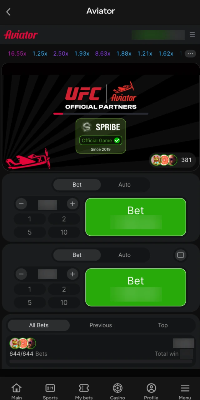 Set your bet amount and choose between manual or automatic cashout before the round starts.