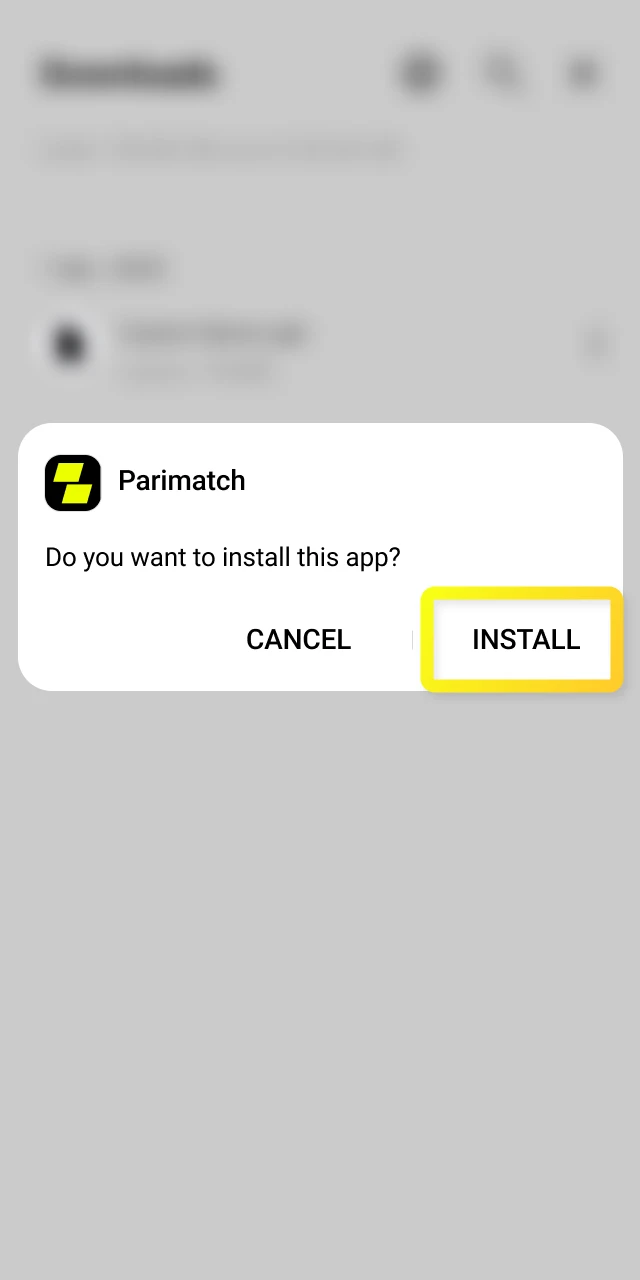 Complete the installation by opening the downloaded APK file for the Parimatch app.