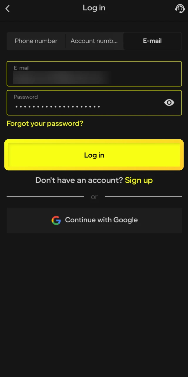 Enter your login credentials and confirm to access your personal Parimatch account.