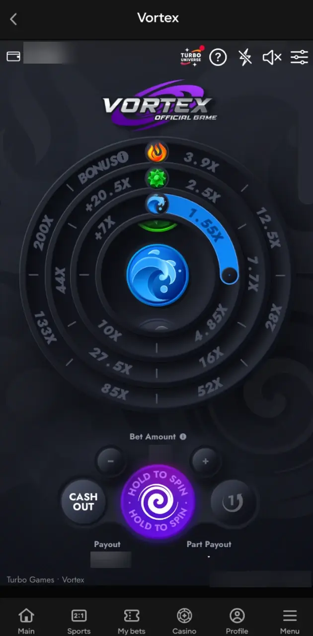 Observe the revealed symbol and its interaction with the elemental rings in Vortex on Parimatch.