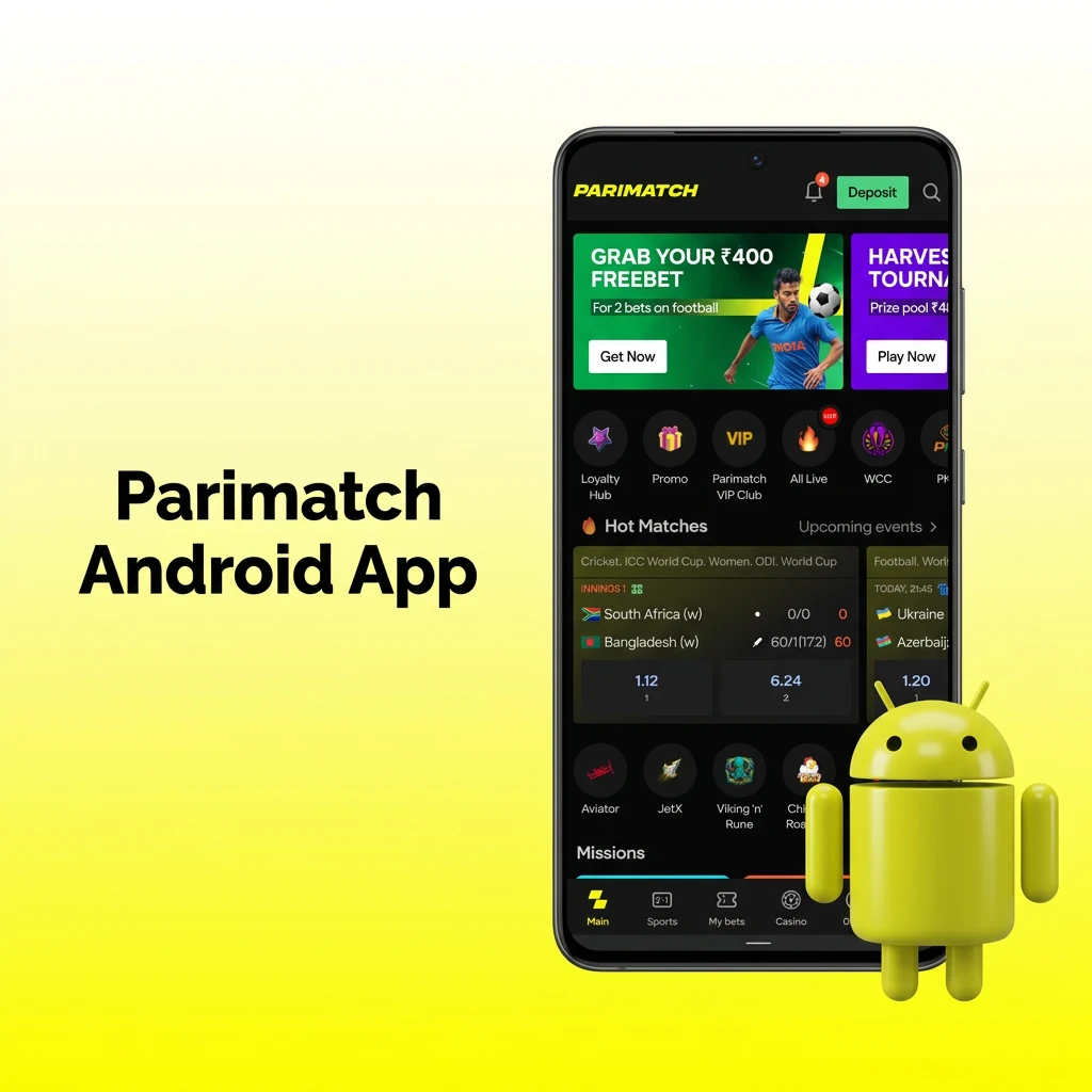 Parimatch Android app download for free mobile betting and casino games in India.
