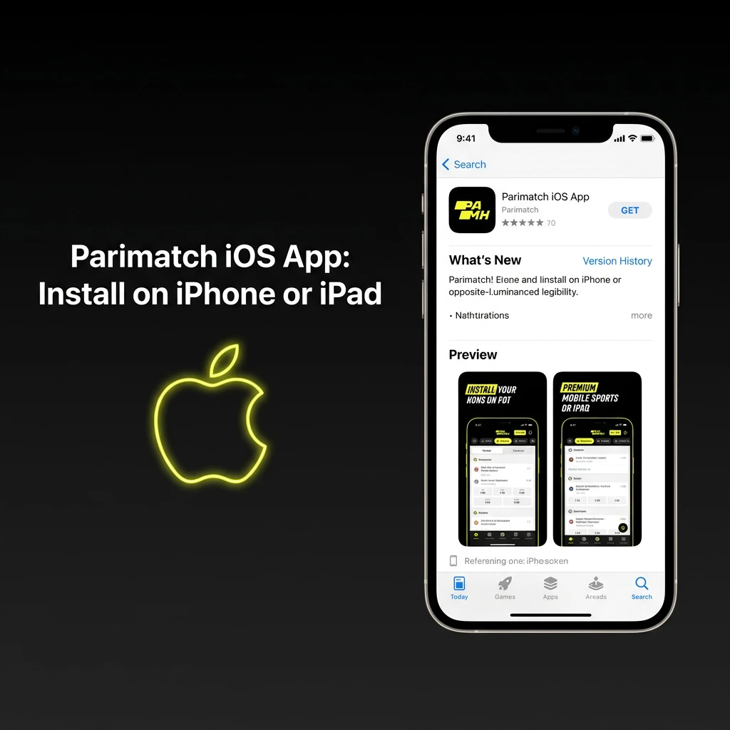 Parimatch iOS app installation guide on iPhone and iPad showing App Store download steps for betting and casino games