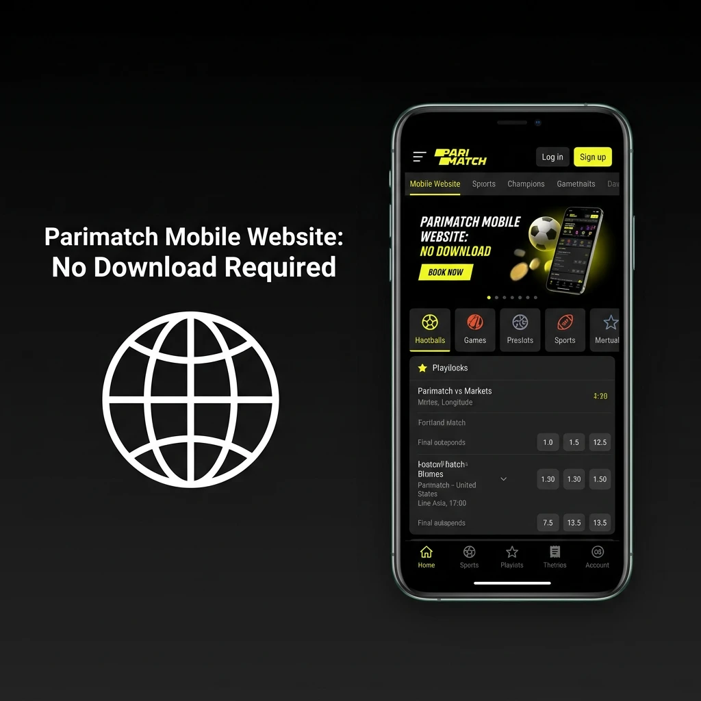 Parimatch mobile website displayed on smartphone browser with responsive design for seamless betting without app download